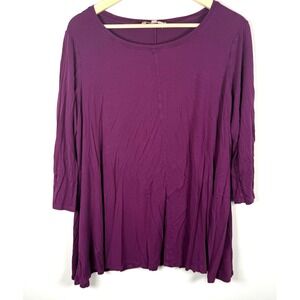 Philosophy Women Tunic Top Size 0X Plum 3/4 Sleeve Base Capsule Long Sleeve Top